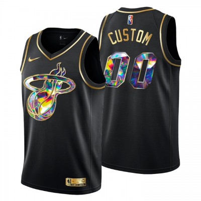 Miami Heat Custom Men's Golden Edition Diamond Logo 202122 Swingman Jersey Black